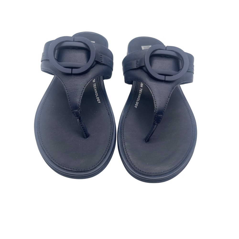 Fitflop Midnight Navy‎ Gracie Rubber-Corclet Leather Toe-Post Sandal Size 6